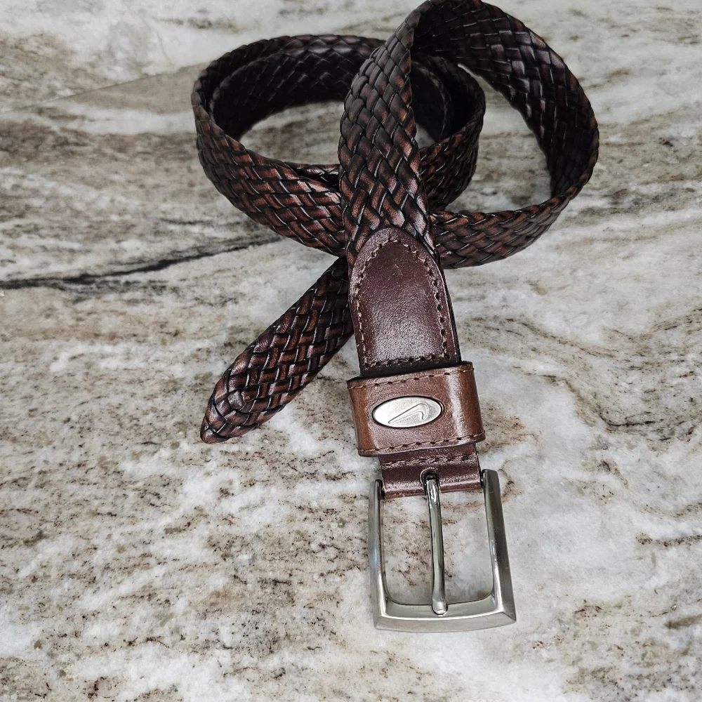 Nike Men's Braided Leather Brown Belt Size 40